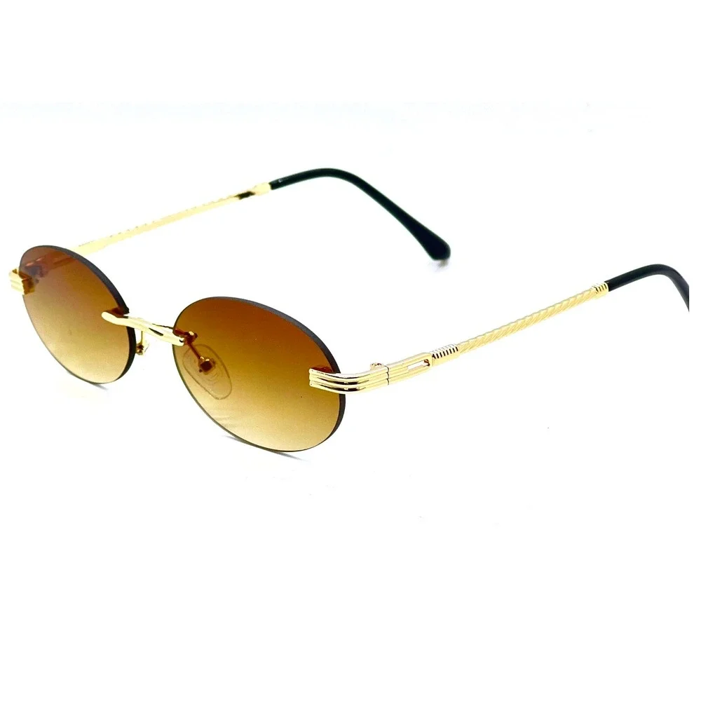 Sunglasses Classic Silhouette Men Shades Sleek Minimalist Design‎ Gold Hip Hop